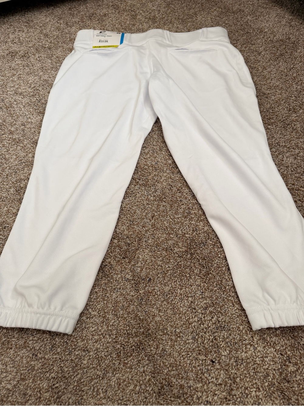 White Athletic softball pants - Elastic Hem